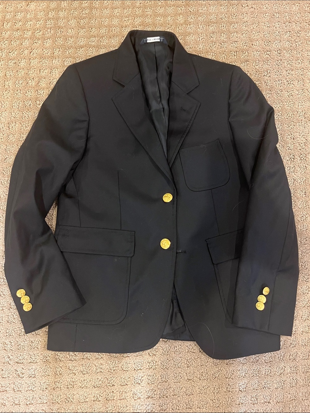 Brooks Brothers Loro Piana 12Classic Black Blazer with Gold Buttons